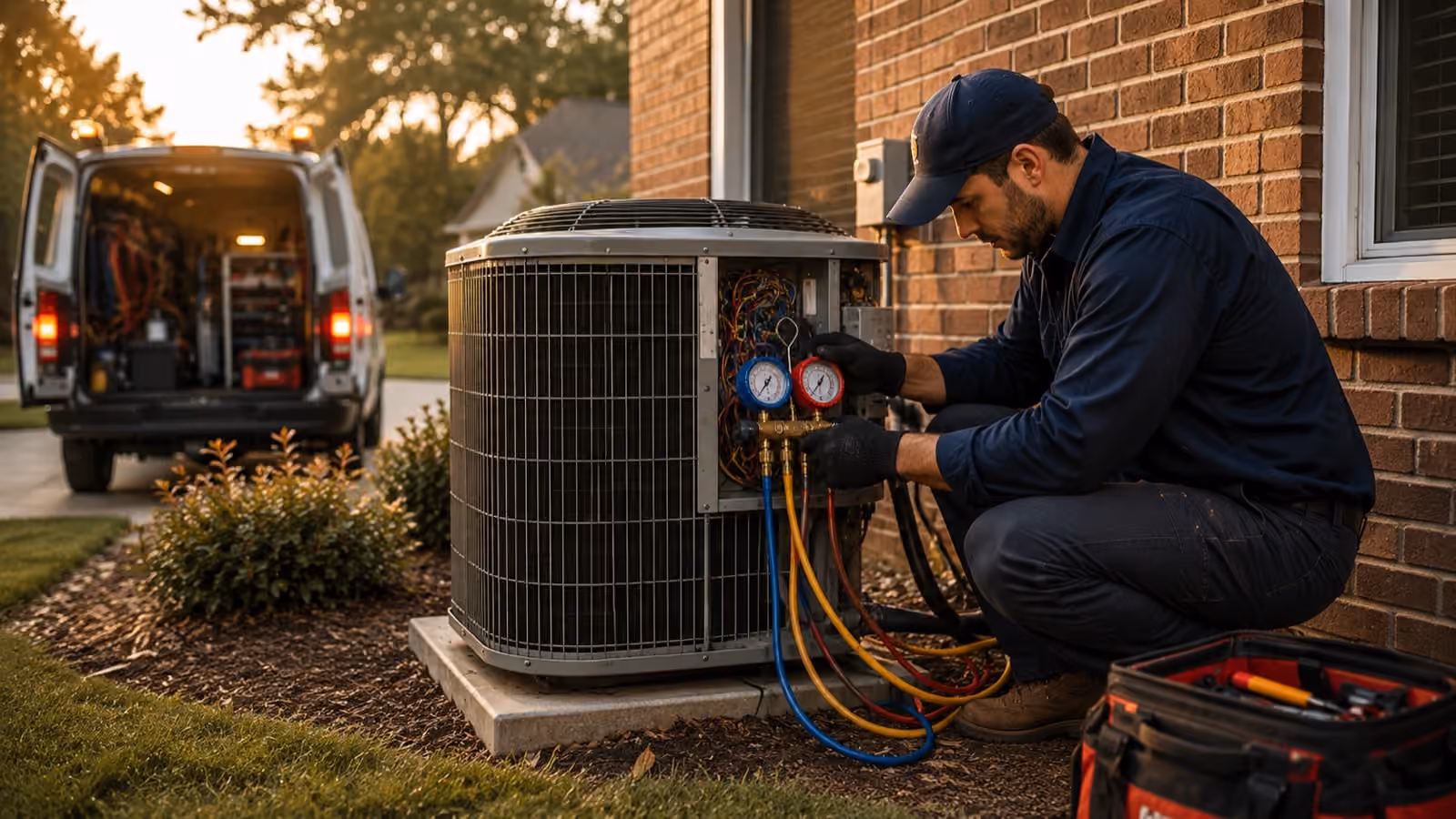 technician doing HVAC for Idaho Falls Rentals